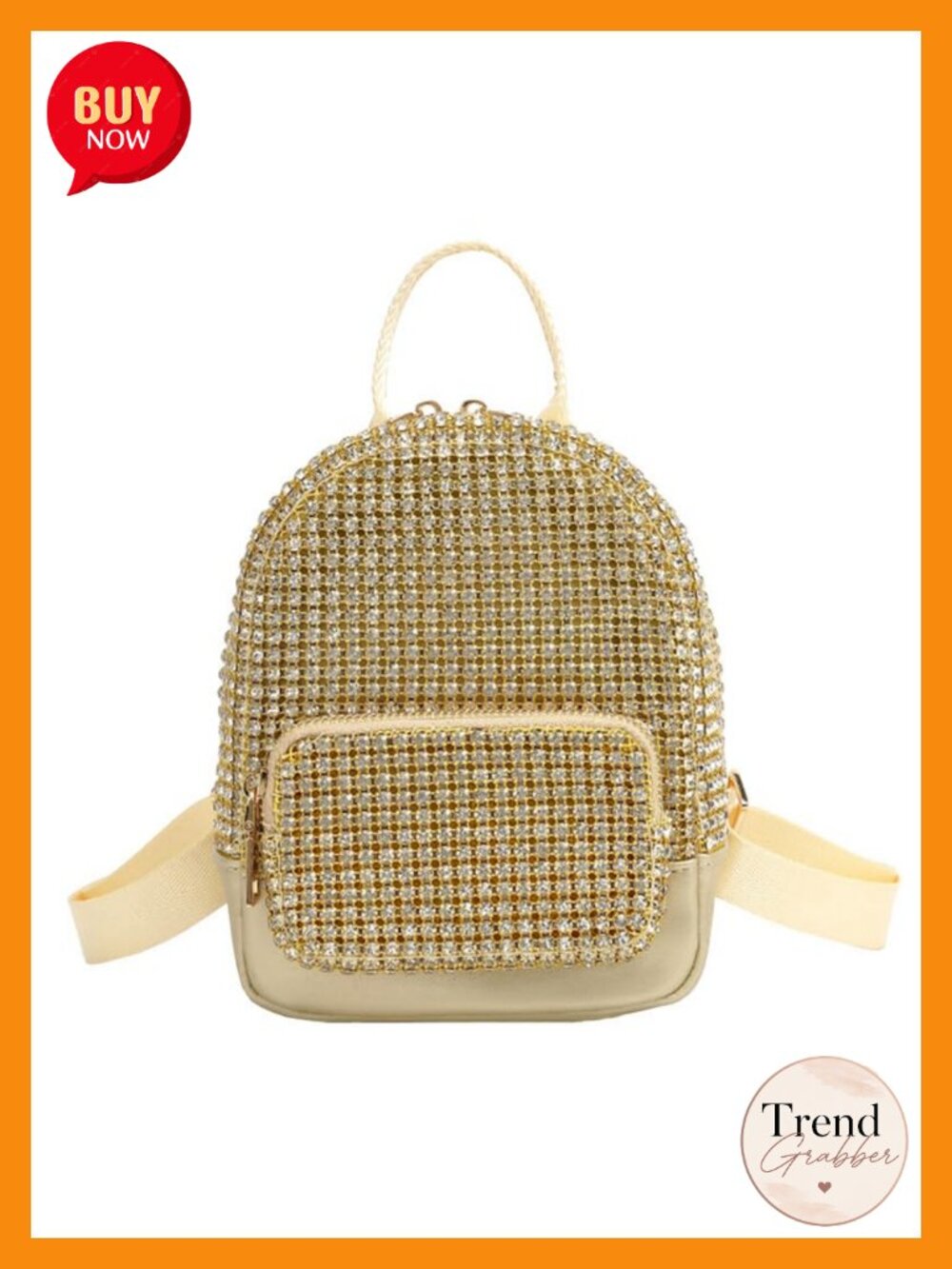 Rhinestone Bling Backpack for Women Evening Party Gold Sparkly Purse